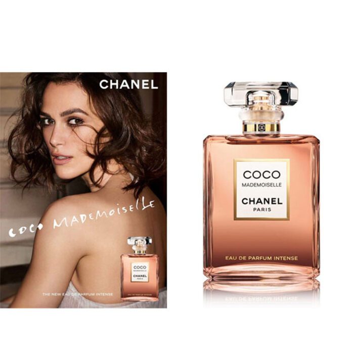 Chanel Coco Mademoiselle Intense EdP Produktbild 100ml Flasche und Keira Knightley - Parfümerie Digi-markets