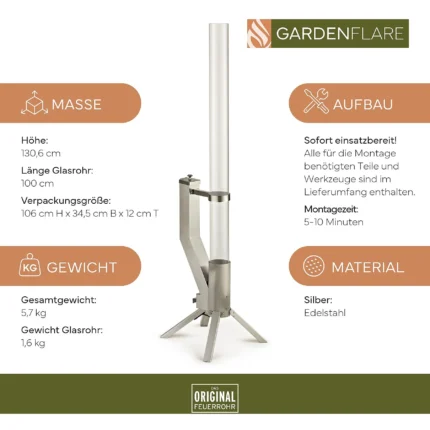 Gardenflare feuerrohr silber